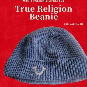 True Religion Blue Ribbed Beanie